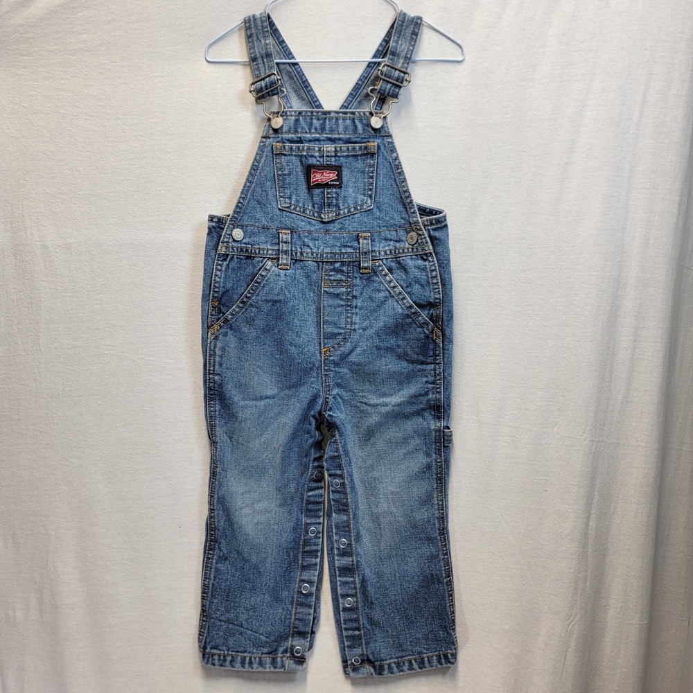 Old Navy Baby Denim Jean Overalls Size 2t Snap Bottom Adjustable Y2k Vintage